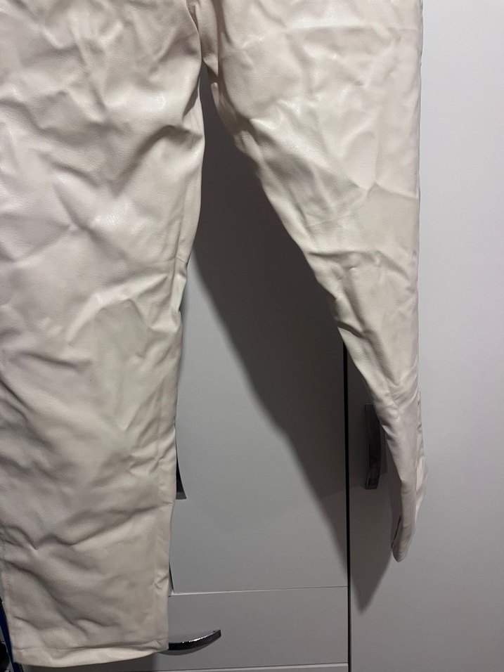 Kadın Bej Deri Kemerli Pantolon - Görsel 3