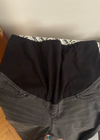 H&M Gri Belden Destekli Hamile Kot Pantolon