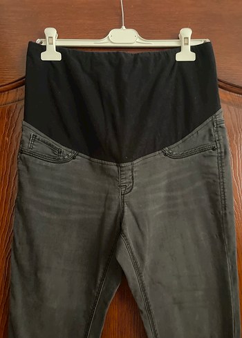 xl Beden Gri Belden Destekli Hamile Kot Pantolon