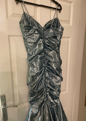 Uzun İpli Abiye Elbise Mavi - Görsel 7