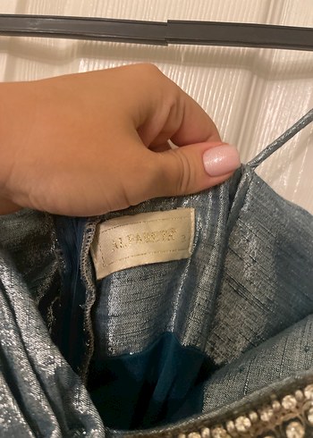 Uzun İpli Abiye Elbise Mavi - Görsel 5