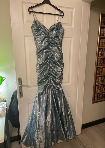 Uzun İpli Abiye Elbise Mavi - Görsel 6