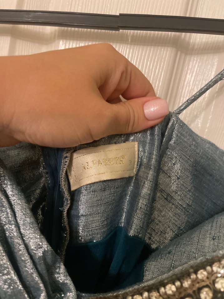 Uzun İpli Abiye Elbise Mavi - Görsel 5