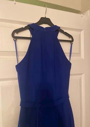 İşlemeli Mavi Uzun Abiye Elbise - Görsel 8