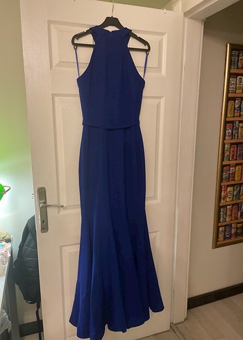 İşlemeli Mavi Uzun Abiye Elbise - Görsel 7