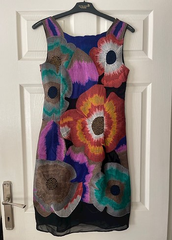 Nakış Detaylı Renkli Midi Bohem Elbise - Görsel 7