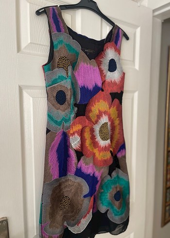 Nakış Detaylı Renkli Midi Bohem Elbise - Görsel 5