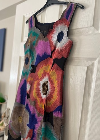 Nakış Detaylı Renkli Midi Bohem Elbise - Görsel 6