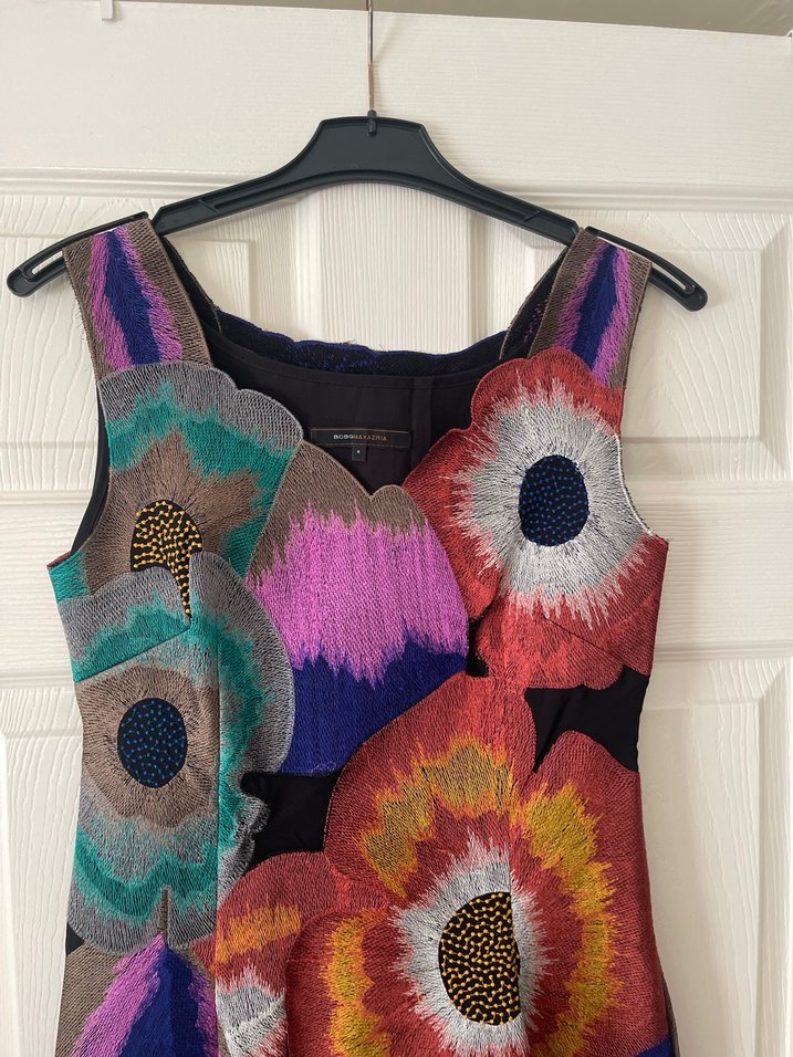 Nakış Detaylı Renkli Midi Bohem Elbise - Görsel 2