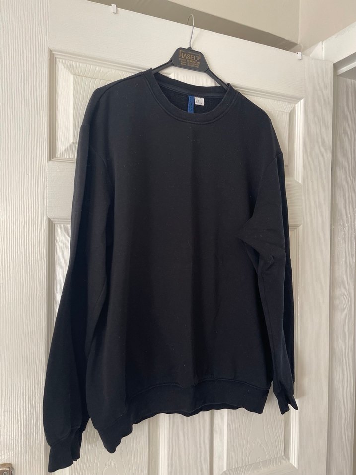 Siyah Kadın Sweatshirt, Uzun Kollu, Salaş Kesim - Görsel 2