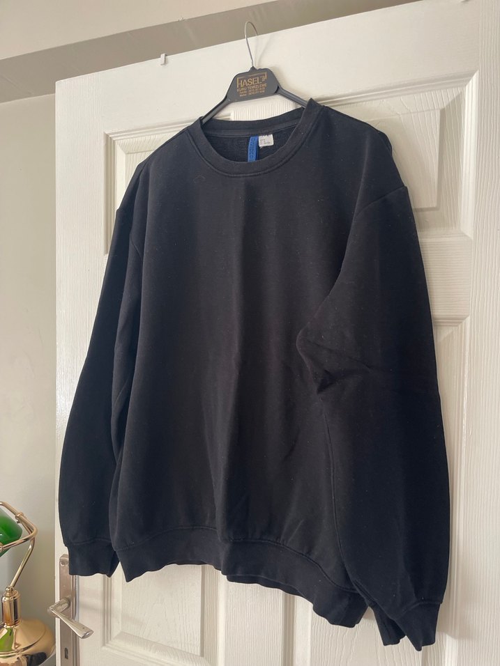 Siyah Kadın Sweatshirt, Uzun Kollu, Salaş Kesim - Görsel 3