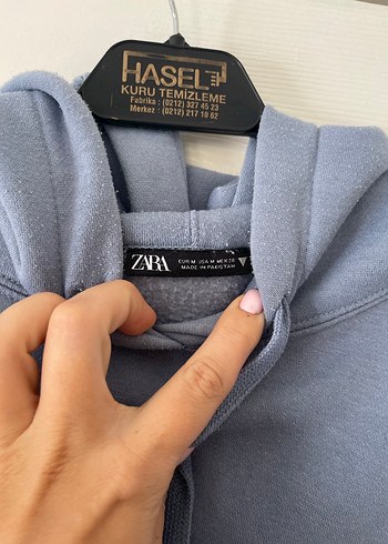 Kapüşonlu Mavi Kadın Sweatshirt - Görsel 2