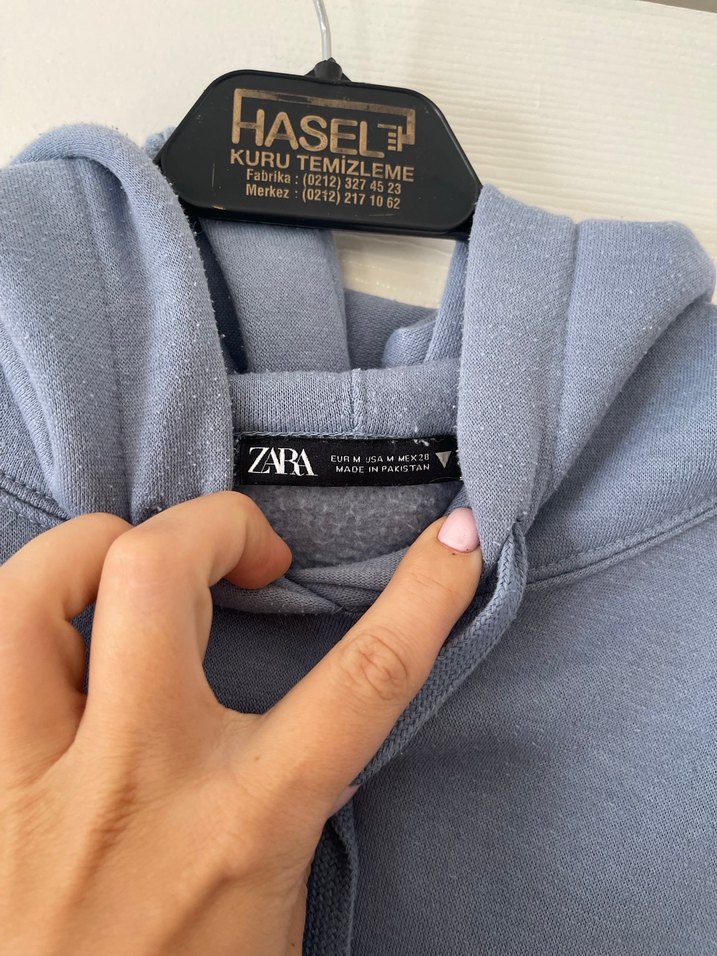 Kapüşonlu Mavi Kadın Sweatshirt - Görsel 2