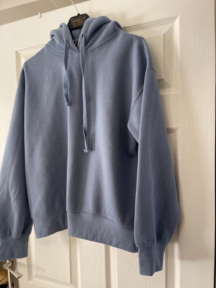 Kapüşonlu Mavi Kadın Sweatshirt - Görsel 4