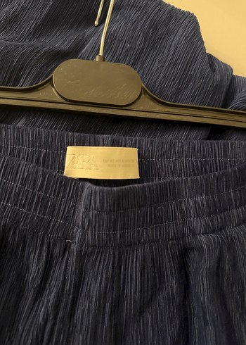 Lacivert Pilili Bol Kesim Kadın Pantolon - Görsel 4