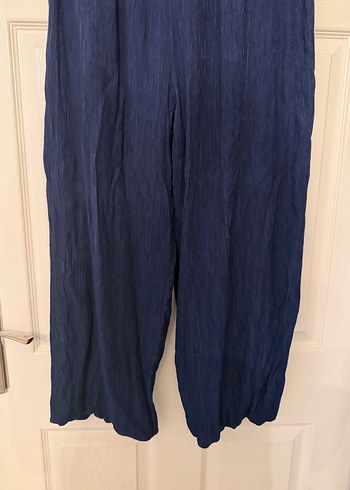 Lacivert Pilili Bol Kesim Kadın Pantolon - Görsel 3