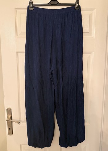 Lacivert Pilili Bol Kesim Kadın Pantolon - Görsel 6