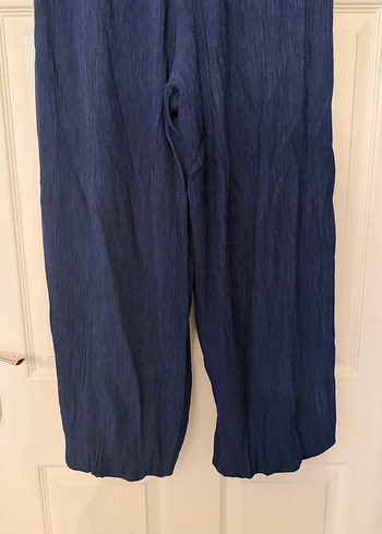 Lacivert Pilili Bol Kesim Kadın Pantolon - Görsel 7