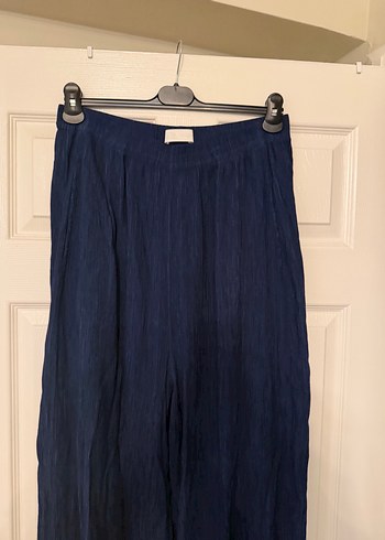 Lacivert Pilili Bol Kesim Kadın Pantolon - Görsel 2