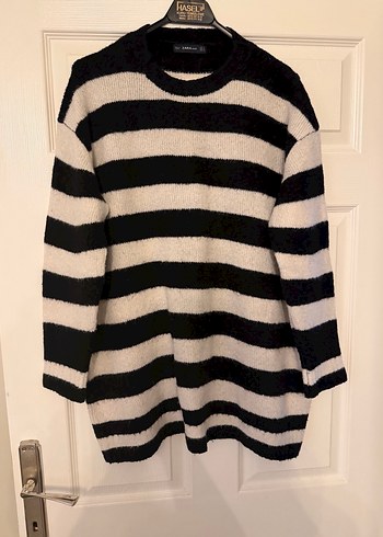 Çizgili Uzun Kollu Kadın Triko Kazak - Görsel 2