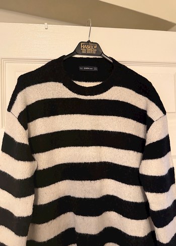 Çizgili Uzun Kollu Kadın Triko Kazak - Görsel 4