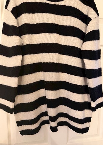 Çizgili Uzun Kollu Kadın Triko Kazak - Görsel 5