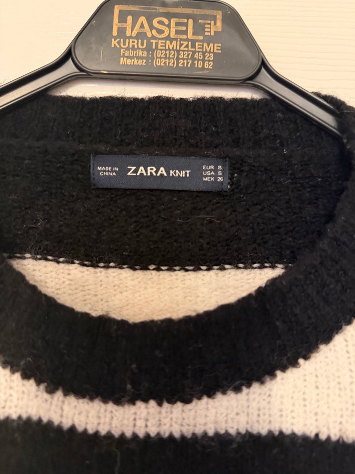 Çizgili Uzun Kollu Kadın Triko Kazak - Görsel 3