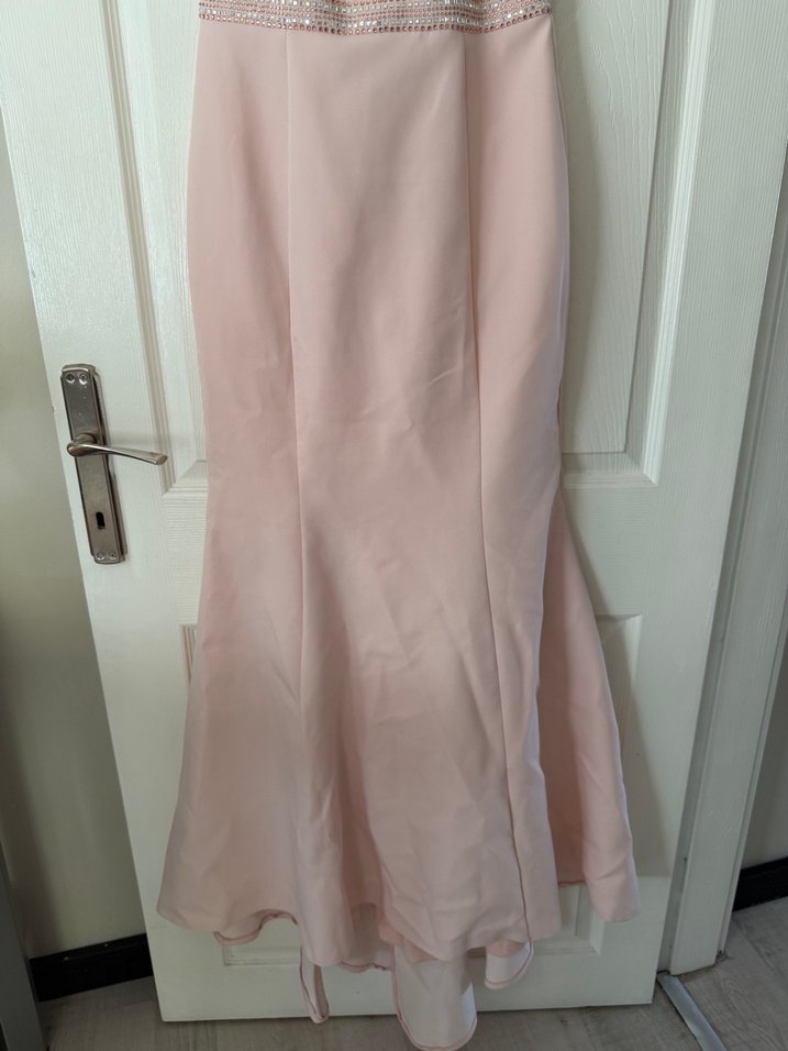 Dantel İşlemeli Pembe Uzun Abiye Elbise - Görsel 3