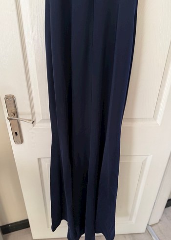 Koyu Lacivert Uzun Kadın Abiye Elbise - Görsel 6