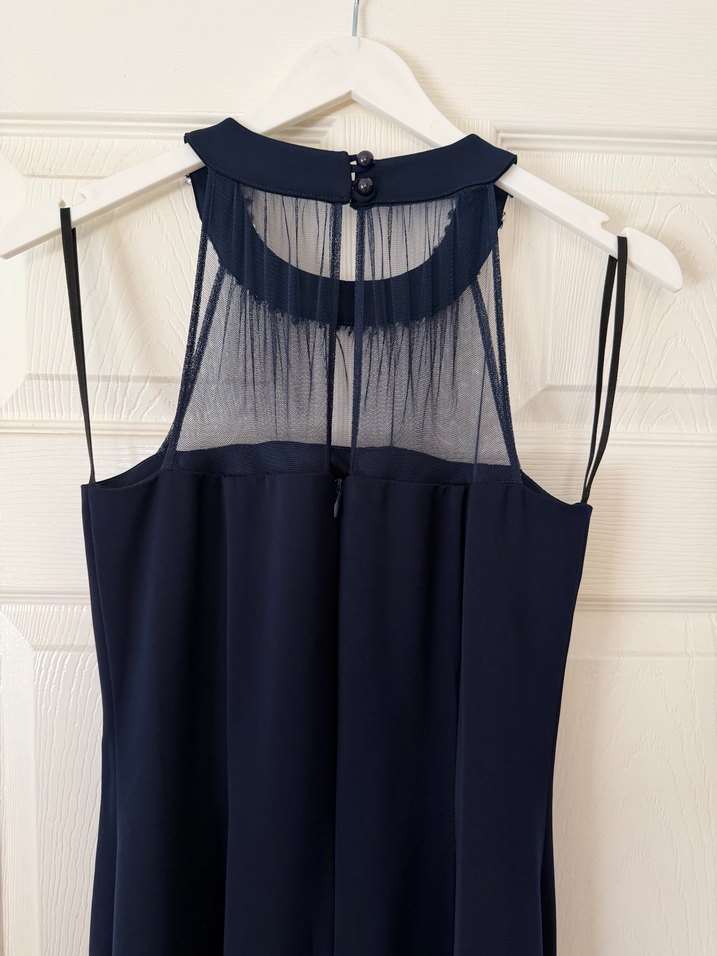 Koyu Lacivert Uzun Kadın Abiye Elbise - Görsel 5