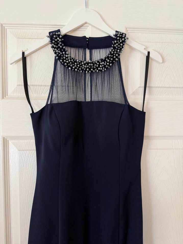 Koyu Lacivert Uzun Kadın Abiye Elbise - Görsel 2