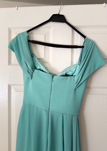 Turkuaz Drapeli Uzun Abiye Elbise - Görsel 5