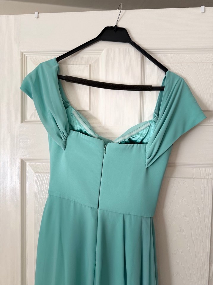 Turkuaz Drapeli Uzun Abiye Elbise - Görsel 5