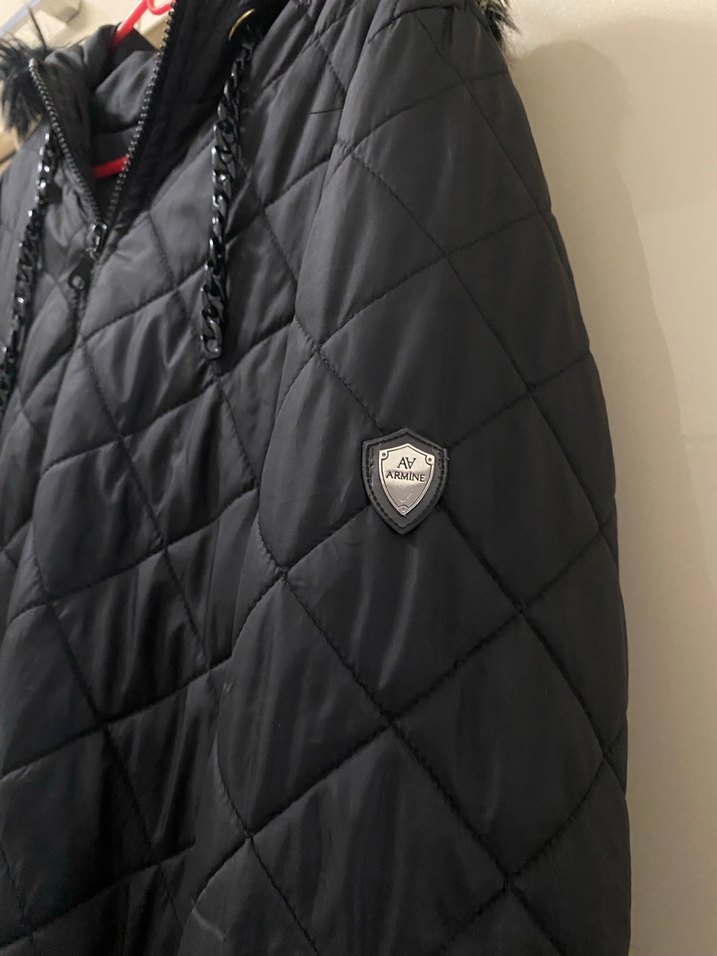 Armine Siyah Kürklü Uzun Kadın Kışlık Mont - Görsel 3