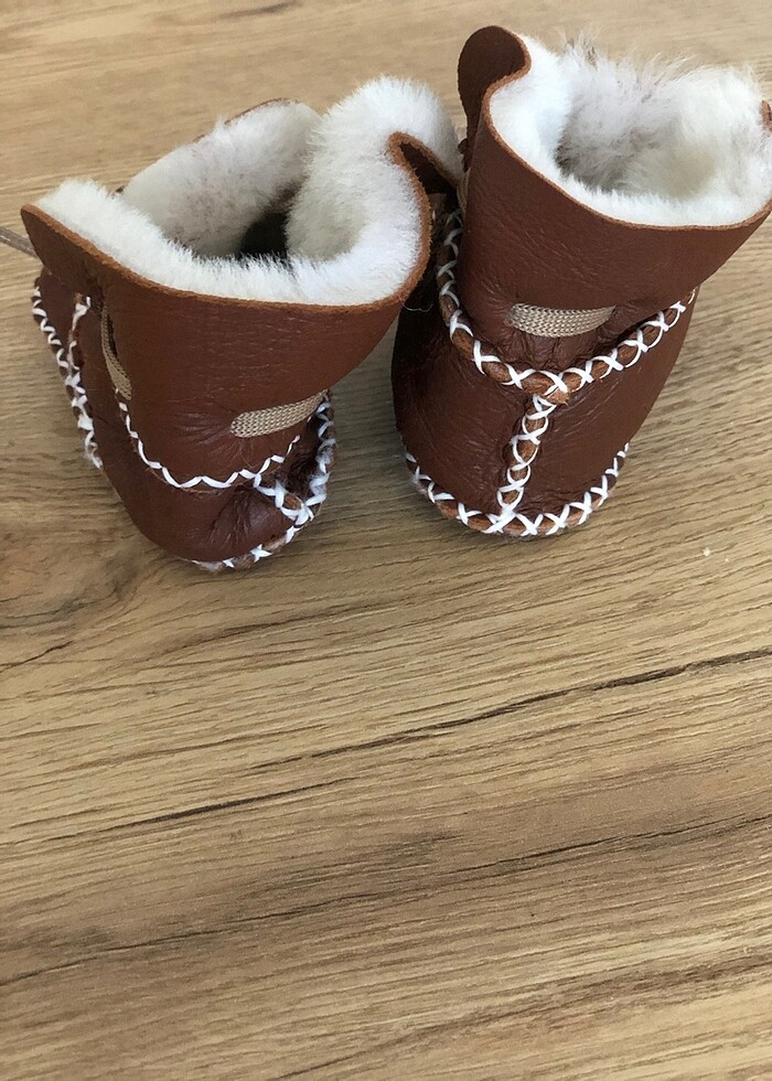 Unisex kahverengi deri patik - Görsel 3