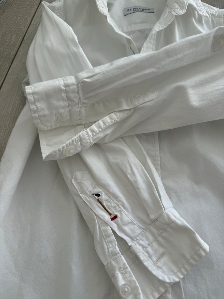 U.S. Polo Assn. Erkek Beyaz Keten Gömlek - Görsel 3