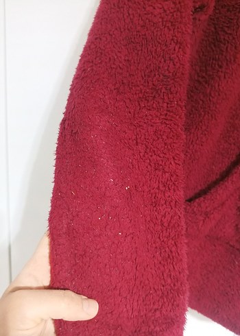 Kapüşonlu Bordo polarlı Sweatshirt - Görsel 3