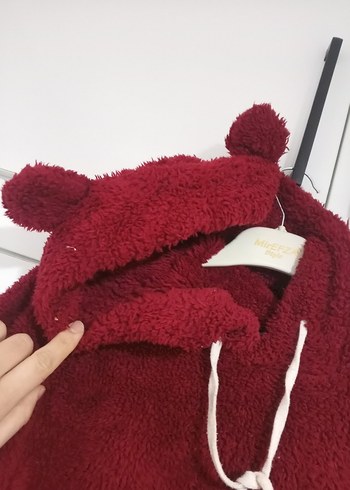 Kapüşonlu Bordo polarlı Sweatshirt - Görsel 5