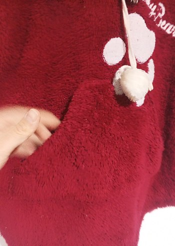 Kapüşonlu Bordo polarlı Sweatshirt - Görsel 2