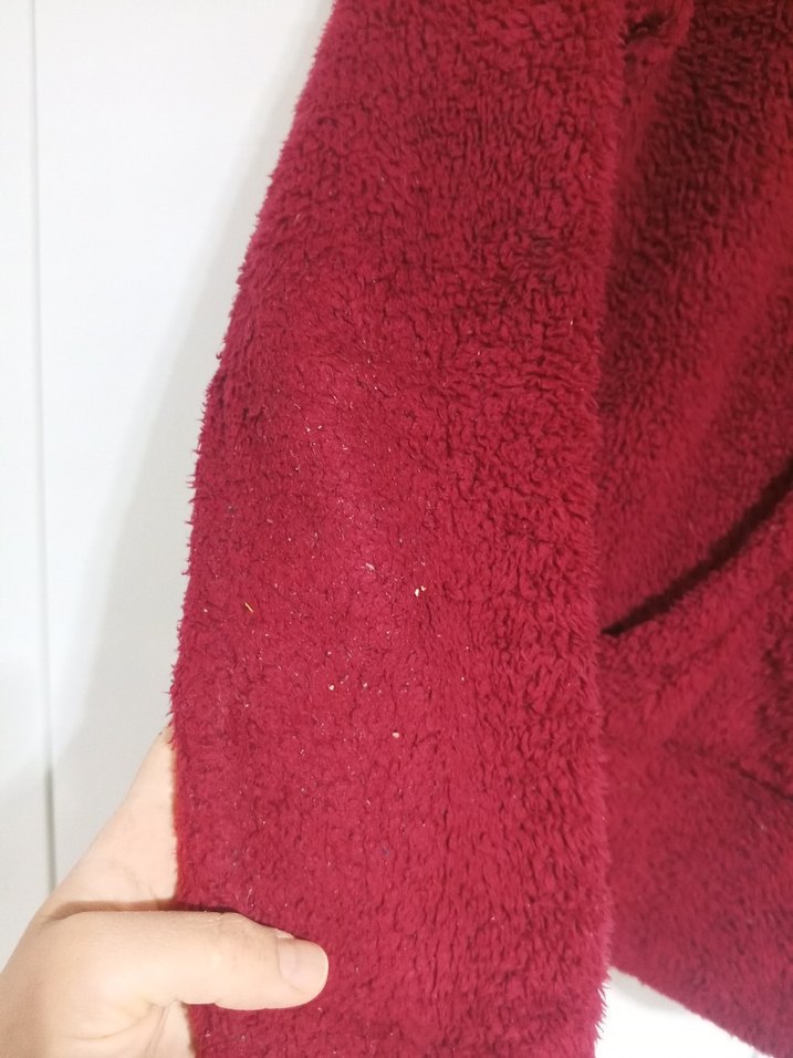 Kapüşonlu Bordo polarlı Sweatshirt - Görsel 3