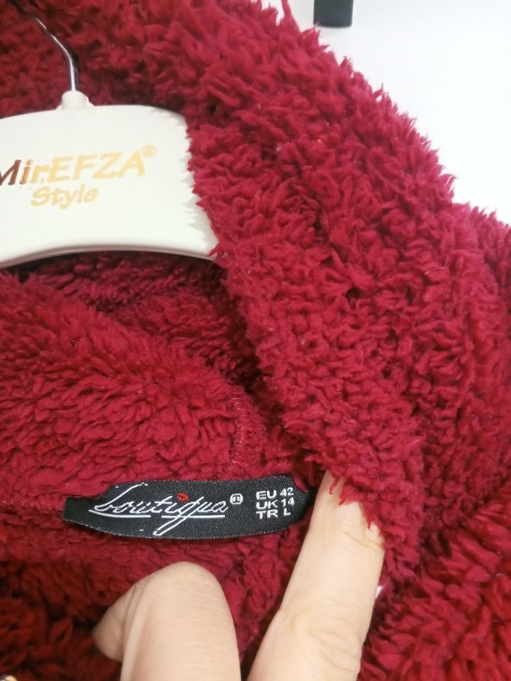 Kapüşonlu Bordo polarlı Sweatshirt - Görsel 4