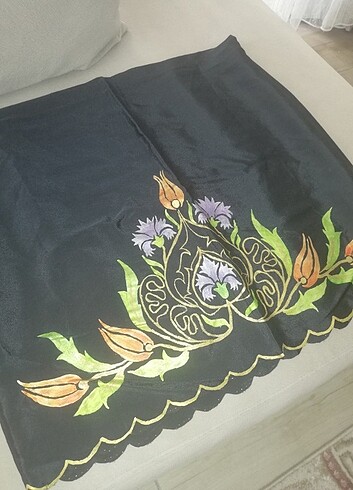 Siyah ipek mevlüt başörtüsü  - Görsel 3
