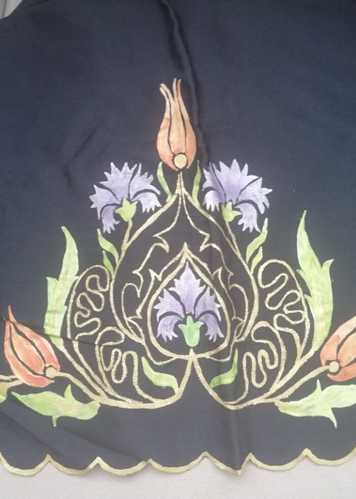 Siyah ipek mevlüt başörtüsü  - Görsel 2