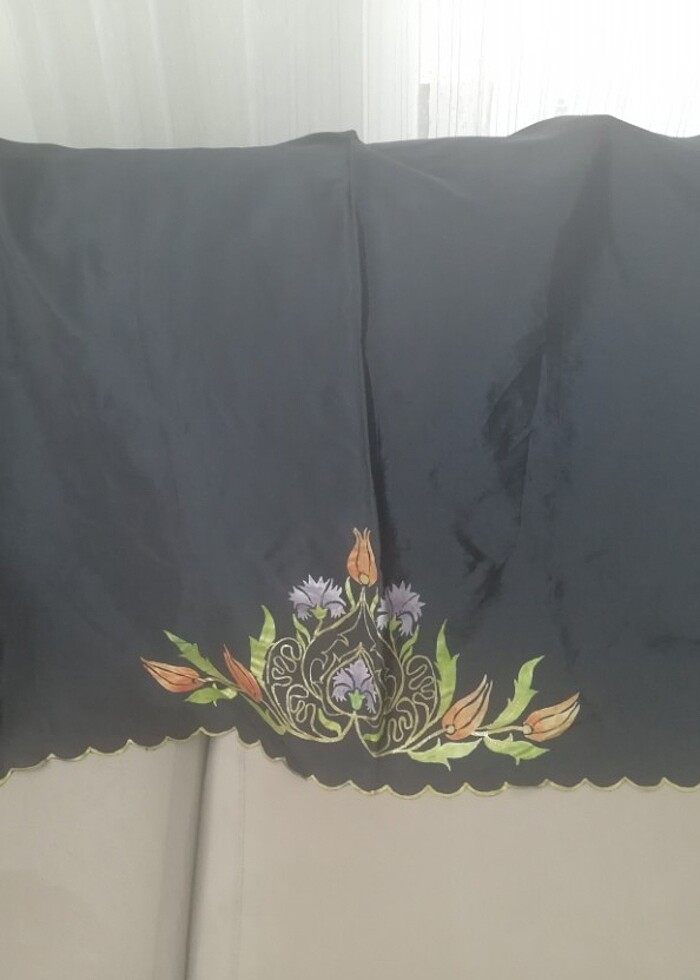 Siyah ipek mevlüt başörtüsü  - Görsel 4