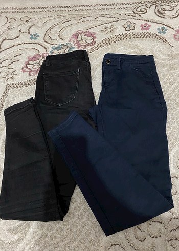 Kadın Lacivert ve Siyah Slim Fit Denim Pantolon - Görsel 2