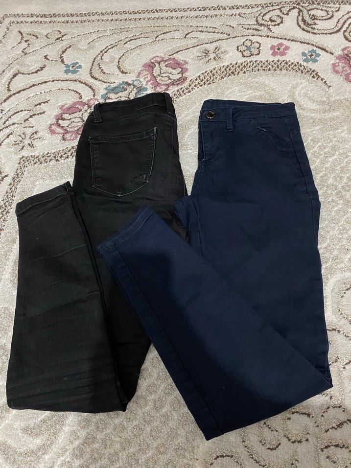 Kadın Lacivert ve Siyah Slim Fit Denim Pantolon - Görsel 2