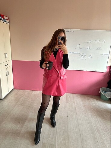 Quzu Deri pembe yelek