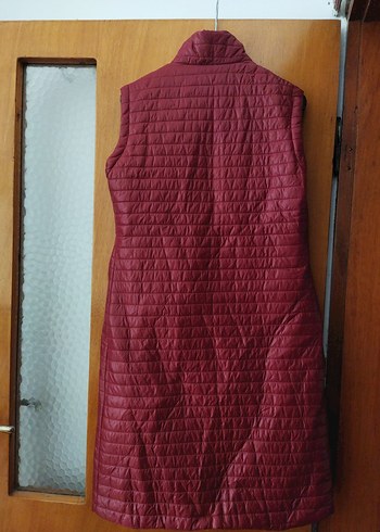 l Beden bordo Renk Bordo Parlak Uzun Fermuarlı Kadın Yelek