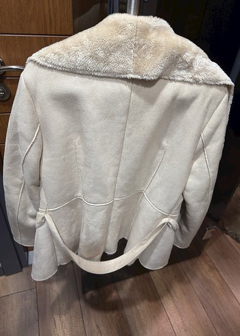 Bej Süet Kadın Kürklü Ceket - Görsel 3