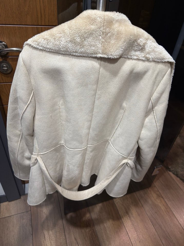 Bej Süet Kadın Kürklü Ceket - Görsel 3